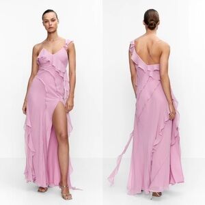 Mango Ruffles Slit Dress